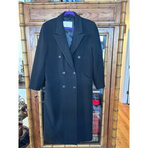 Vintage Women's Pendleton Black Wool Coat Double Breasted USA Made, Size 8
